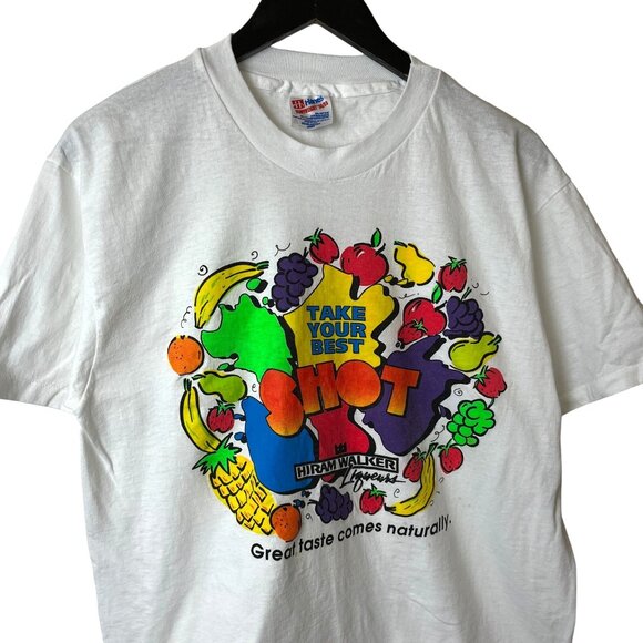 Hiram Walker Liquers T Shirt Vintage 90s Medium M Adult White Graphic Tee - Picture 2 of 16